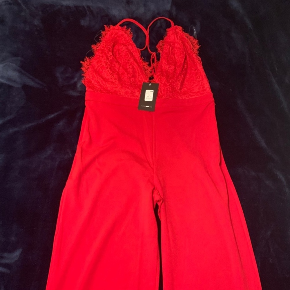 Red Open-back Jumpsuit